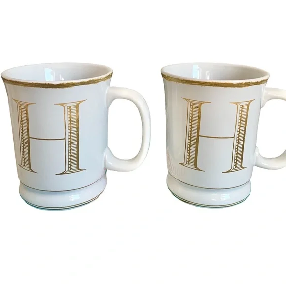 2-Williams Sonoma Initial monogram K Coffee Mug