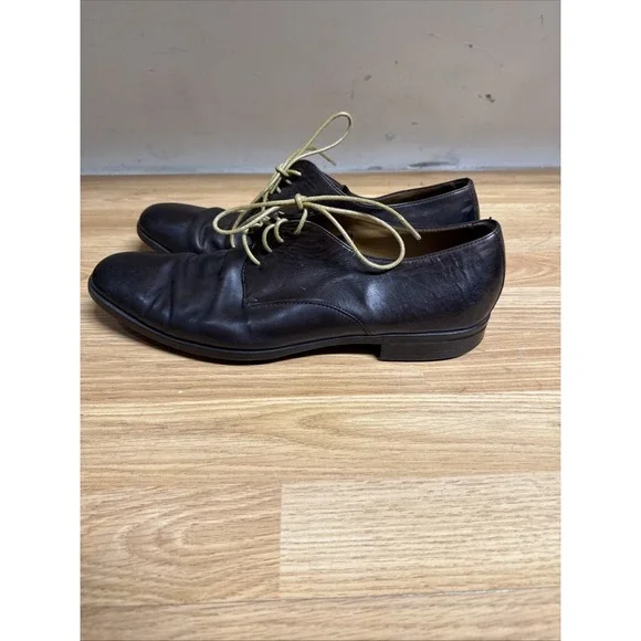 Hugo Boss Men's Size 10 Dark Brown Leather Oxford Dress Shoe‎ Made In Italy