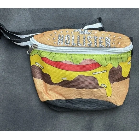 Hollister Cheeseburger Print Fanny Pack Waist Bag‎ Novelty Food Graphic