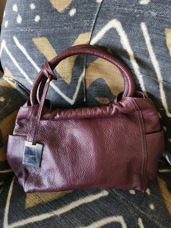 Furla Small Doctor Hobo Bag Burgundy Bordeaux Black Cherry Y2k 90s