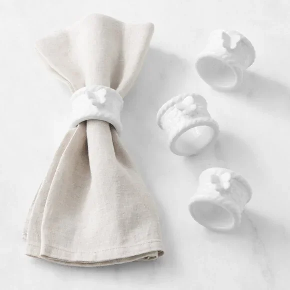 Williams Sonoma Sculptural Bunny Butterfly Napkin Rings, Set of 4
