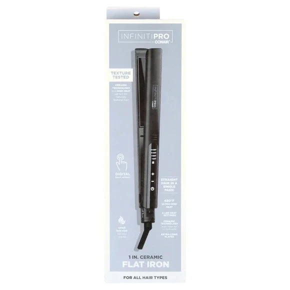 INFINITIPRO by CONAIR 1 Inch Ceramic Flat Iron Digital Touch Controls NEW In BOX