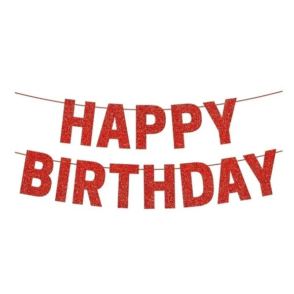 Red Glitter HAPPY BIRTHDAY Banner Sign -  8