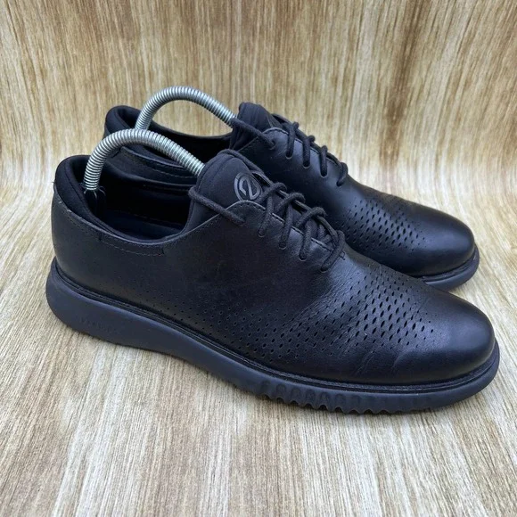 Cole Haan 2.Zerogrand Lined Laser Men's 8.5M Black Leather Oxford C23832