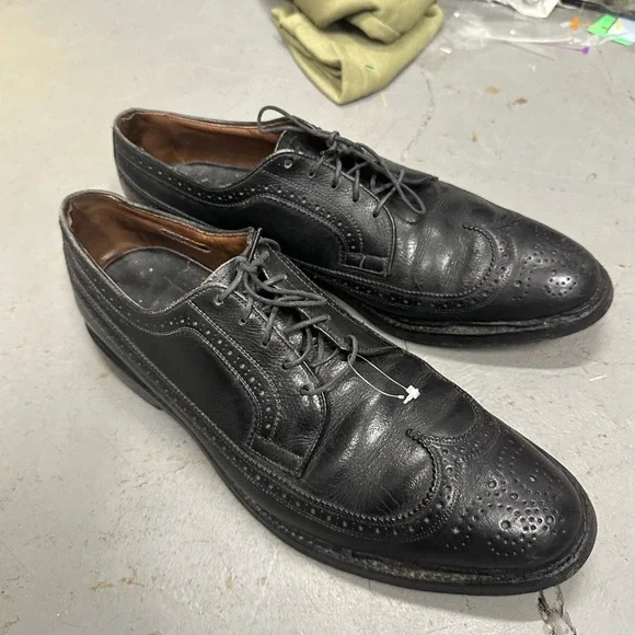 Allen Edmonds Mens 10 C Black Leather Wingtip Oxford Brogue‎ Dress Shoes 9117