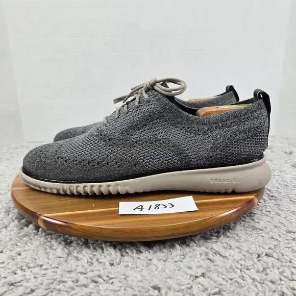 Cole Haan Mens 10M 2.ZeroGrand Gray Stitchlite Business Casual Wingtip Oxford