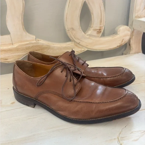 Men’s Johnston & Murphy Tan Leather Sheepskin Oxfords Dress Shoes Size 10 1/2‎