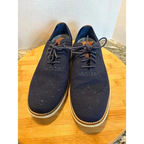 Cole Haan Mens ZERØGRAND Knit Oxford Dress‎ Shoes - Blue, Size 9M