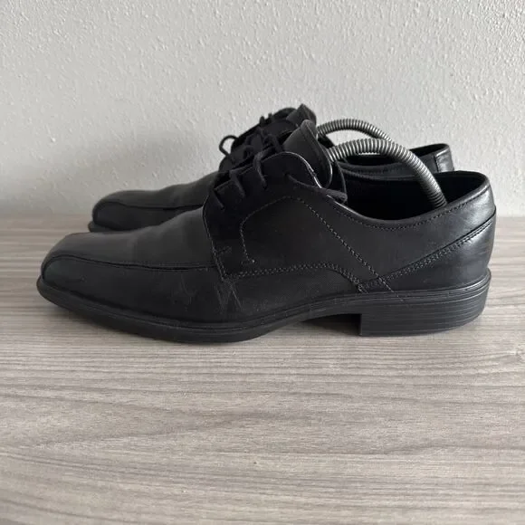Ecco Austin Men Dress Shoes Black Size 43 US 9 Leather Oxford Square Toe Lace Up