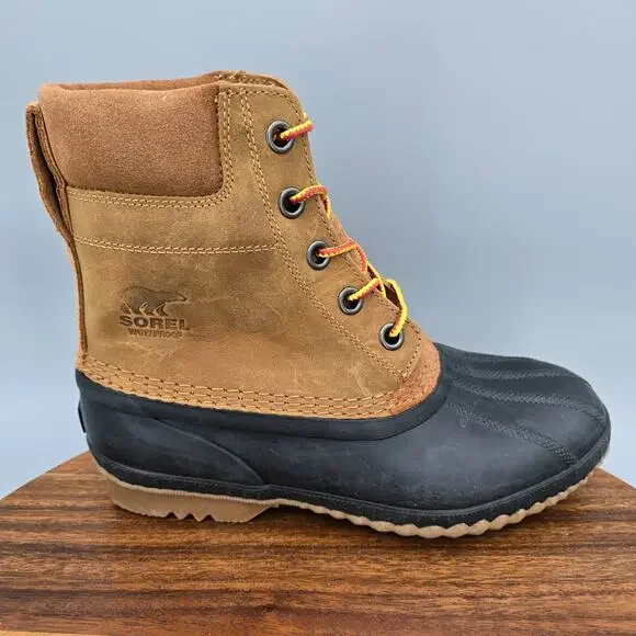 Sorel Cheyanne II Boots Youth Kids 7 Brown Black Leather Lace Up Duck Waterproof
