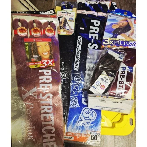 Braiding Hair Lot Pre‎ Stretched Xpression Spectra Indian Remy Bundle 5 Packs