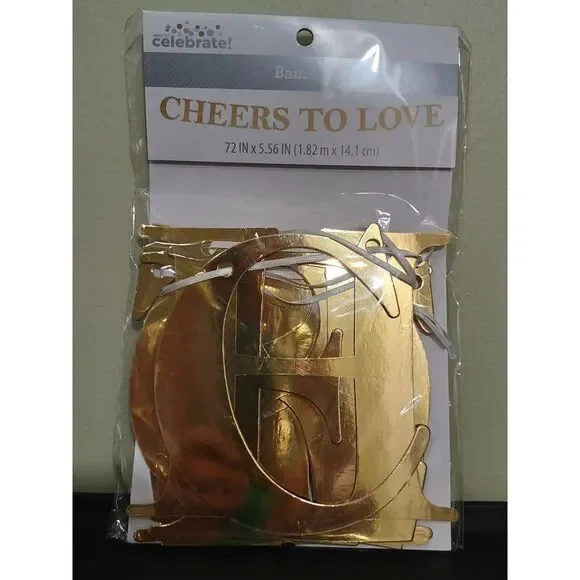 Party Decorations CHEERS TO LOVE Gold Cut-Out Banner 72