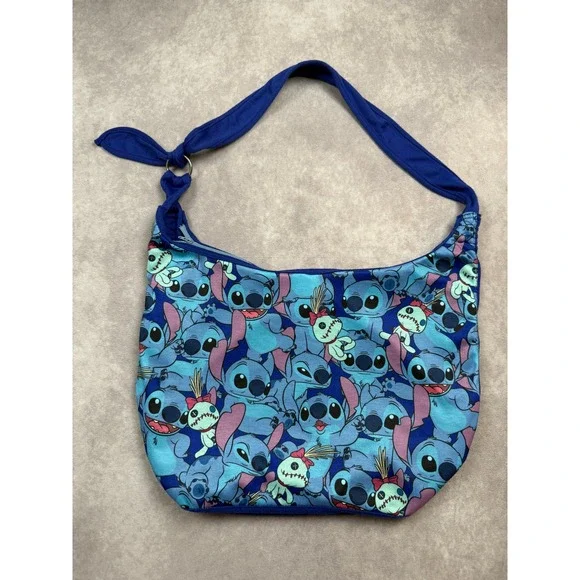 Disney Loungefly Lilo and Stitch Scrump Hobo Shoulder Bag Blue Summer Fun Trip