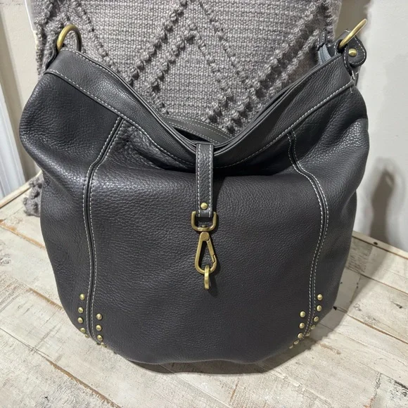 ❤️Y2K Avorio Studded Italian Leather Hobo Bag