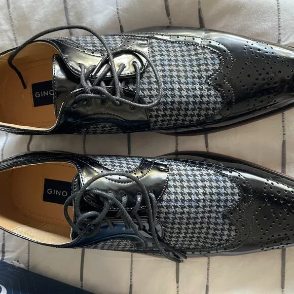 Gino Vitale Houndstooth Wingtip Derby Shoes Size 11