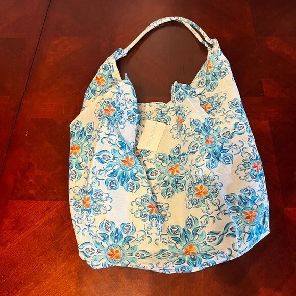 modaposa Lined Hobo Beach Bag‎ with Zip Closure in blue
