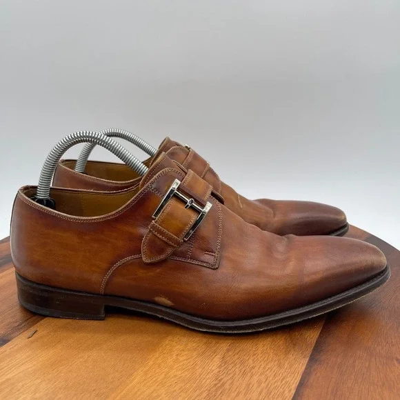 Magnanni Marco Mens 9 Monk Strap Cuero Loafer Dress Shoes Brown Leather 13276