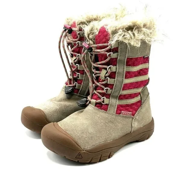 KEEN Wapato WP Winter Boots in a Brindle and Cerise Colorway - US Kids Size 13 /