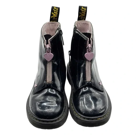 Dr Martens JUNIOR HEART Nappa Patent Leather Pull-on Boots Size 13