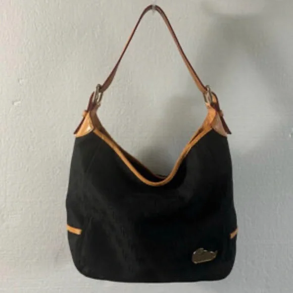 Dooney & Bourke black and tan monogram Handbag hobo