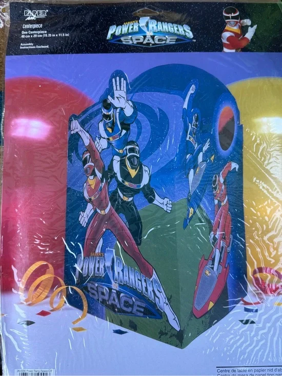 Vintage 1998 Power Rangers in Space Party Centerpiece Happy Birthday Party