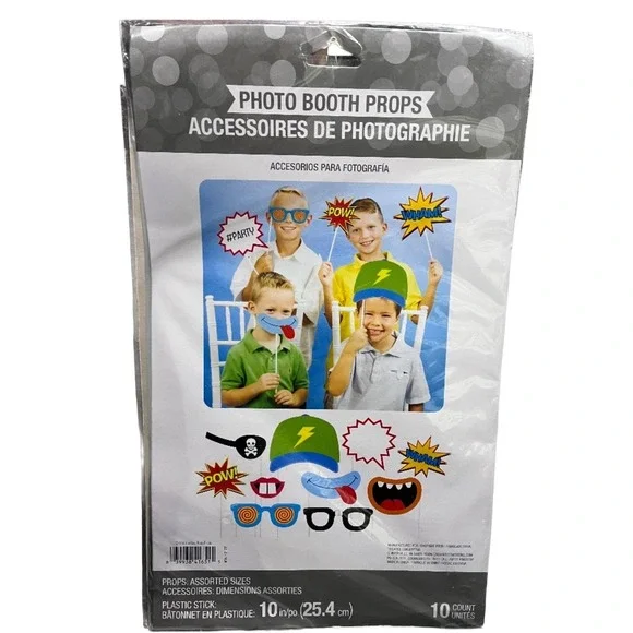 Superhero‎ Comic Book Photo Booth Props - 10 Count Assorted Party Pack - New
