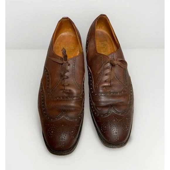 Brooks Brothers Wing Tip Oxford Shoes Size 10 Brown Leather England