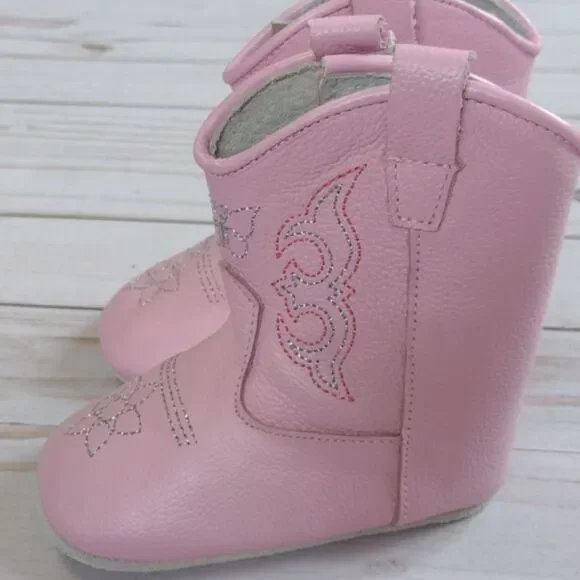 MaMTaKoN Pink Genuine Leather Cowboy Boots Size 6-12 Months