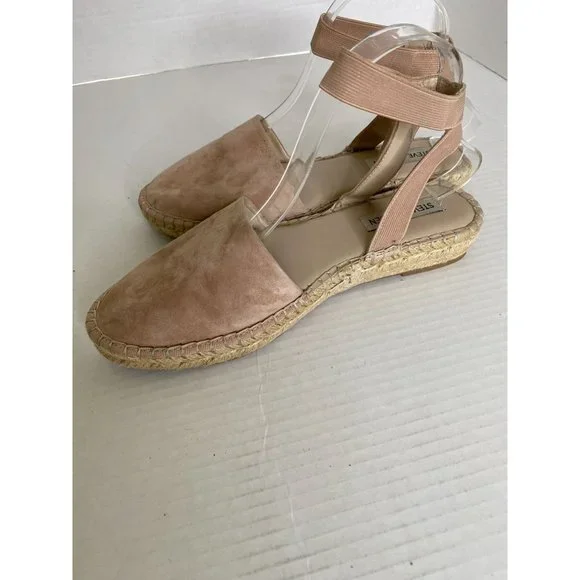 Steve Madden Moment Blush Ankle Strap Espadrille with Jute Trim Size 9.5 Country