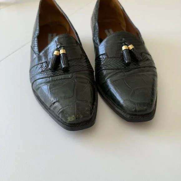 Stacy Adams Men's Green Snakeskin Leather‎ Oxford Tassel Dress Shoes