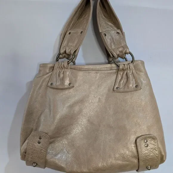 Elegant Light Gold/Tan Leather Hobo‎ Bag