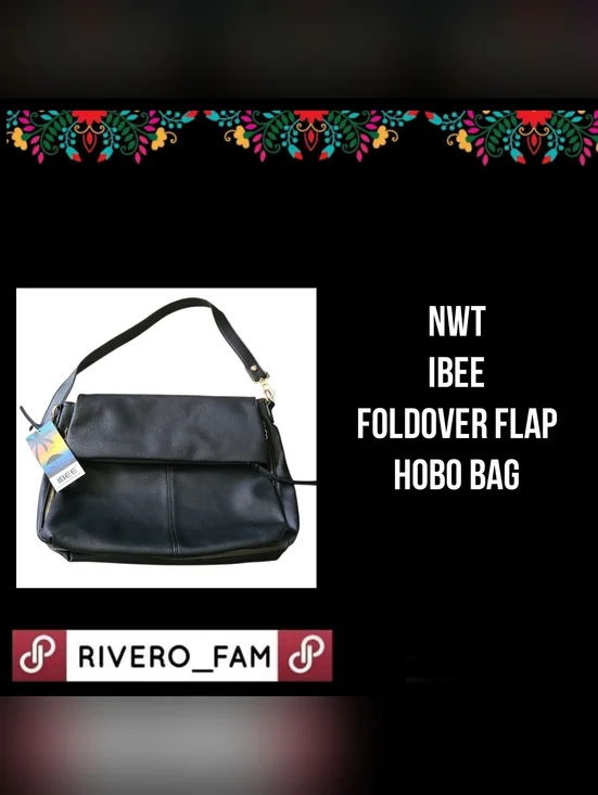 NWT | IBEE | FOLDOVER FLAP HOBO BAG