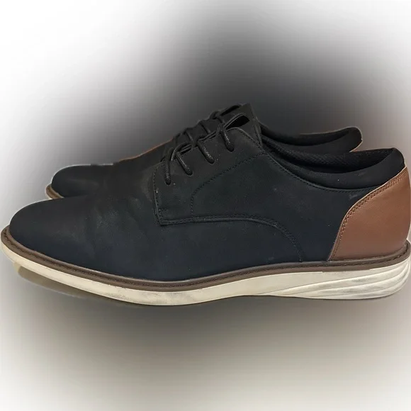 PERRY ELLIS CLASSIC BOULEVARD PESN23018A-2 B7092 BLACK SUEDED WHITE SOLE SZ 11