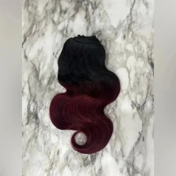 12 Inch body Wave Clip In Ombre Black to Burgundy hair extensions