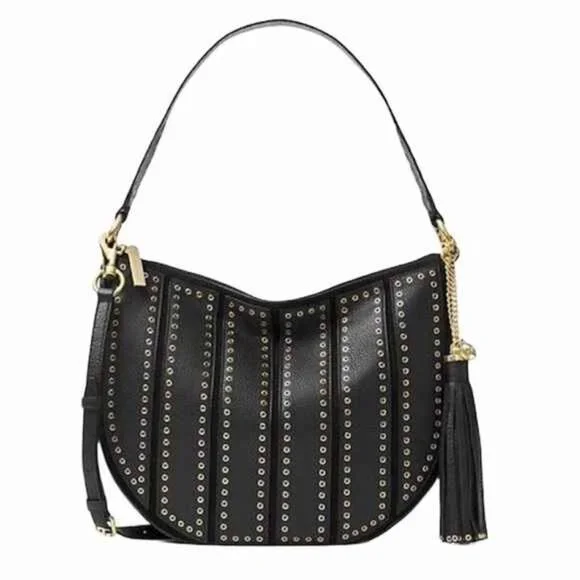 Michael Kors - Brooklyn Grommet Handbag Black Leather/ Silver Accents - NWT