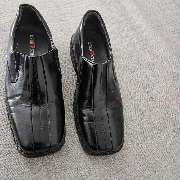 DEER STAGS WINGS JR BOYS 3M SLIP ON DRESS‎ SHOE BLACK Casual Wedding Formal