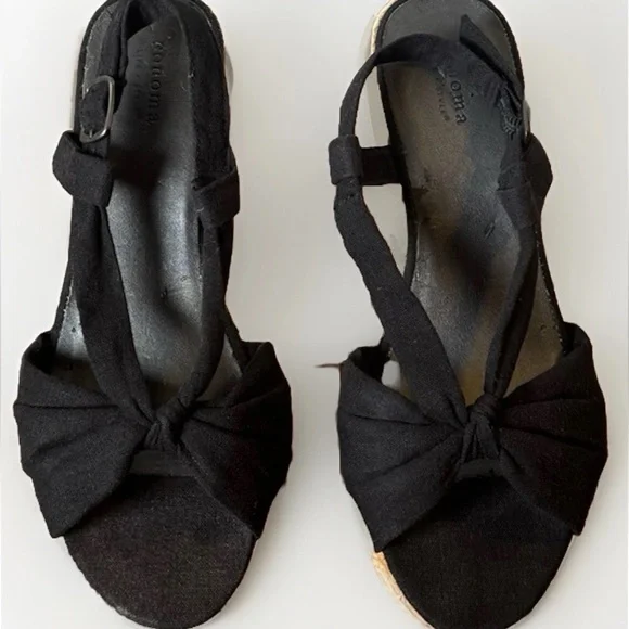 (9.5) SONOMA Black Canvas Espadrille Slingback Sandals with Knotted Strap