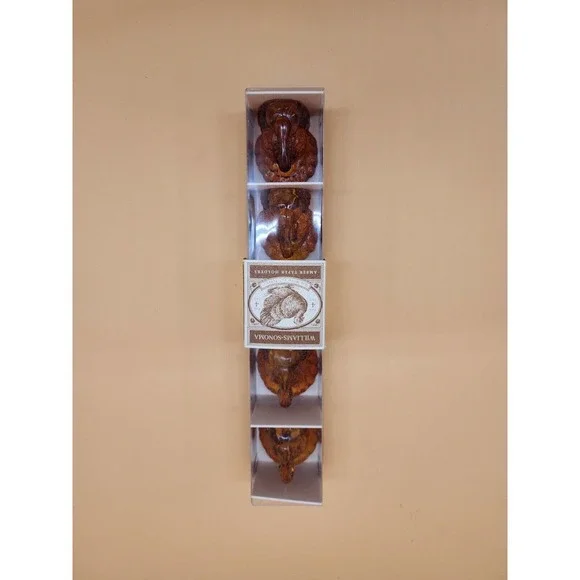 Williams-Sonoma Amber Taper Holders Turkeys Set of 4 10