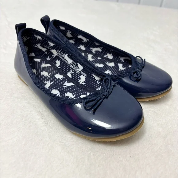 H&M Navy Blue Ballet Flats with Rabbit Print and Bow Size 9.5 Toddler‎