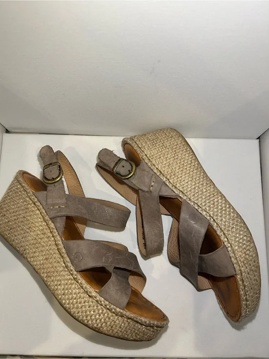 Born Taupe Cross-Over Espadrille Sandals