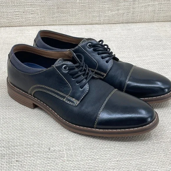 CHAPS Mens Black‎ Cap Toe Oxford Dress Shoes Size 9.5 Wide