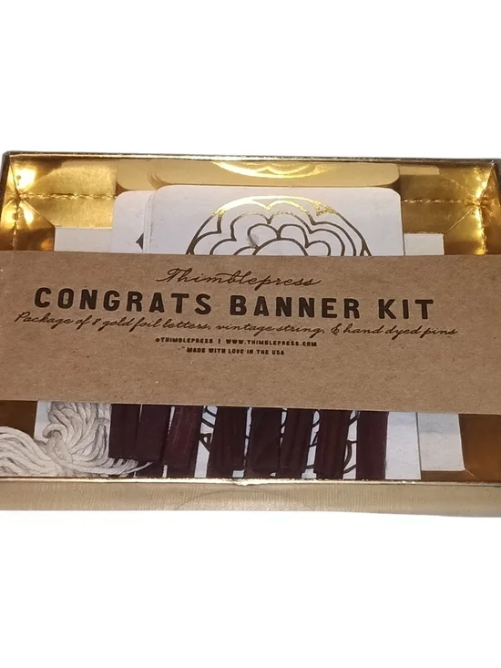 Thimblepress Congrats Banner Kit Gold Foil & Vintage String