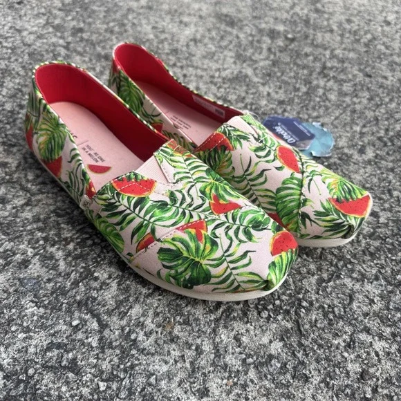 Toms Classic Spanish Villa Watermelon Palms Womens 9 Print‎ Canvas Shoe 10015068
