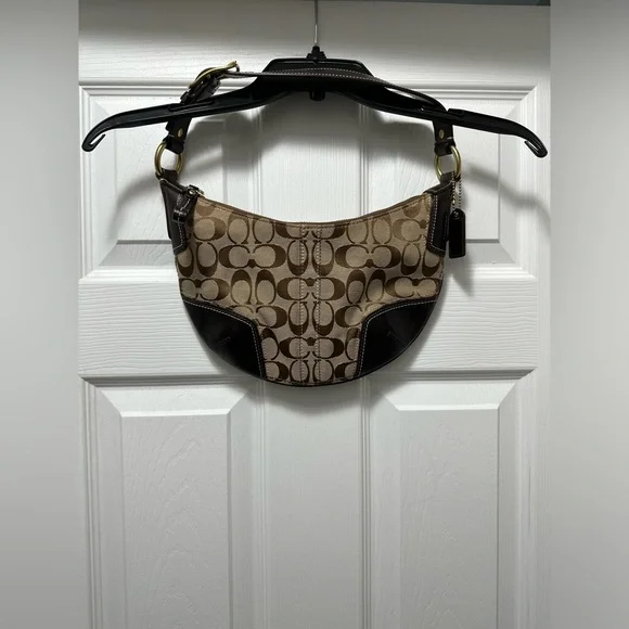 Coach Vintage Y2K Brown Signature Hobo Demi with Leather Corners H0768-11371