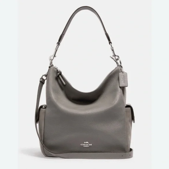 Coach Pennie Heather Gray Leather Hobo Hand Shoulder Bag Suede‎ NWT