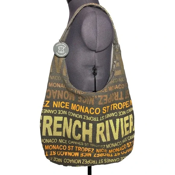 Robin Ruth Boho Canvas Travel Hobo Slouchy Shoulder‎ Bag Monaco Nice Cannes