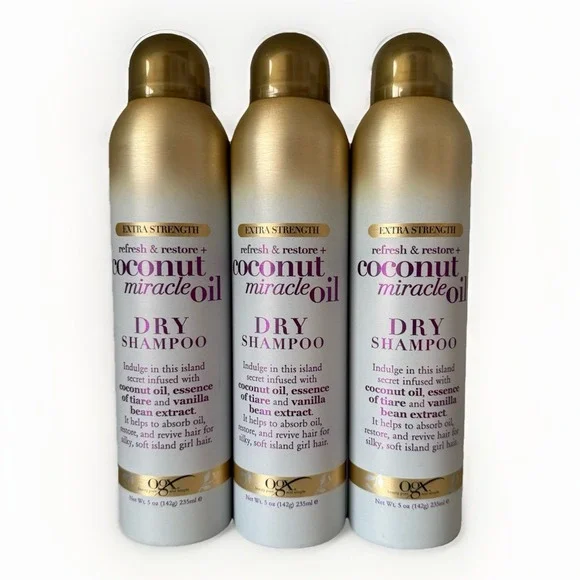 OGX Extra Strength Dry Shampoo Refresh Restore + Coconut Miracle Oil 5oz x3 NEW