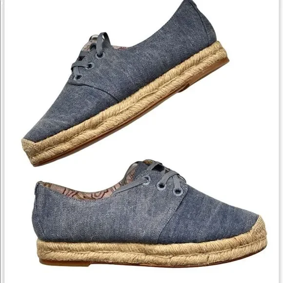 New Joie Denim Lace Up Espadrilles Sneaker…