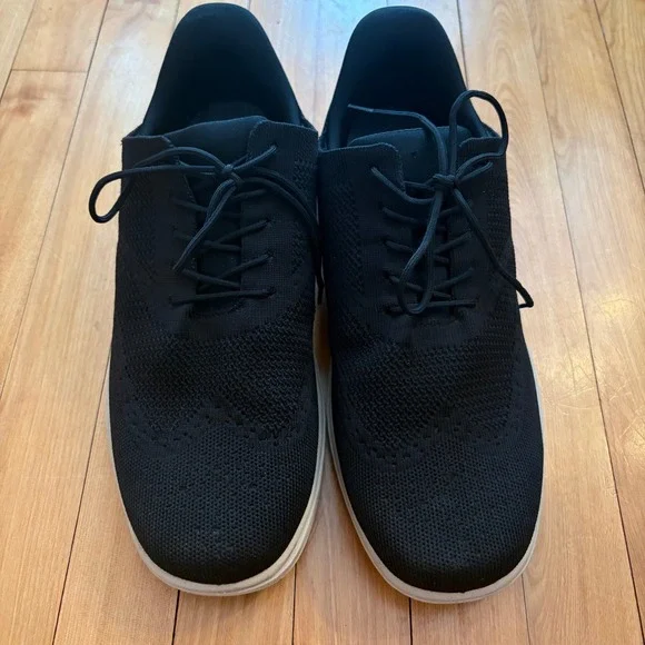 Orthofeet 468 Mens Black Knit Wingtip Oxford Sneakers Extra Wide 4E Size 9