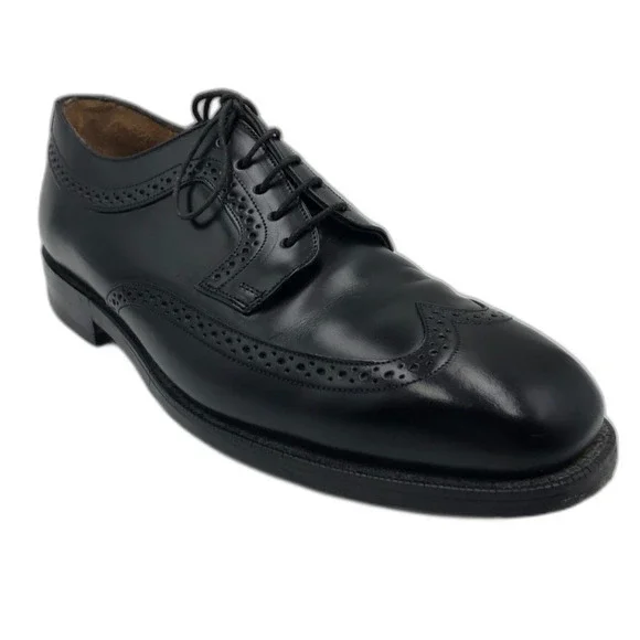 Johnston and Murphy by JM Men's Black Leather Wingtip Oxford Shoes Size 10.5